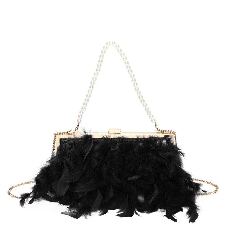 Pochette femme avec plumes