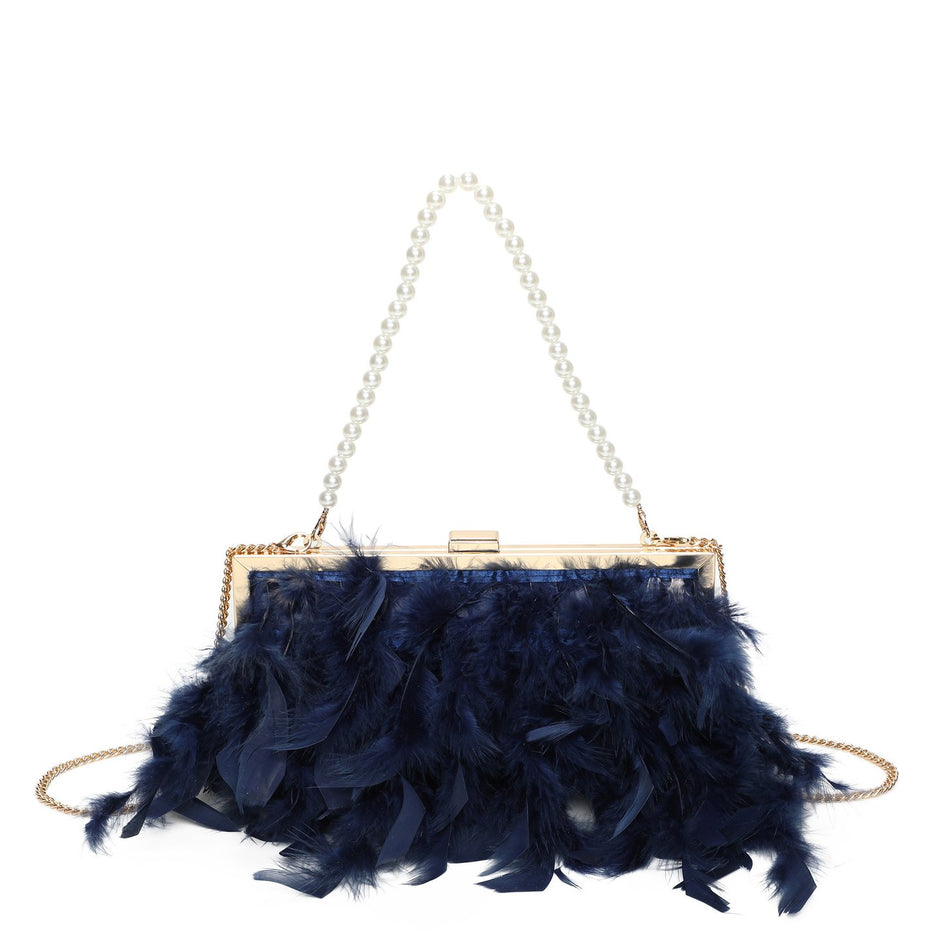 Pochette femme avec plumes