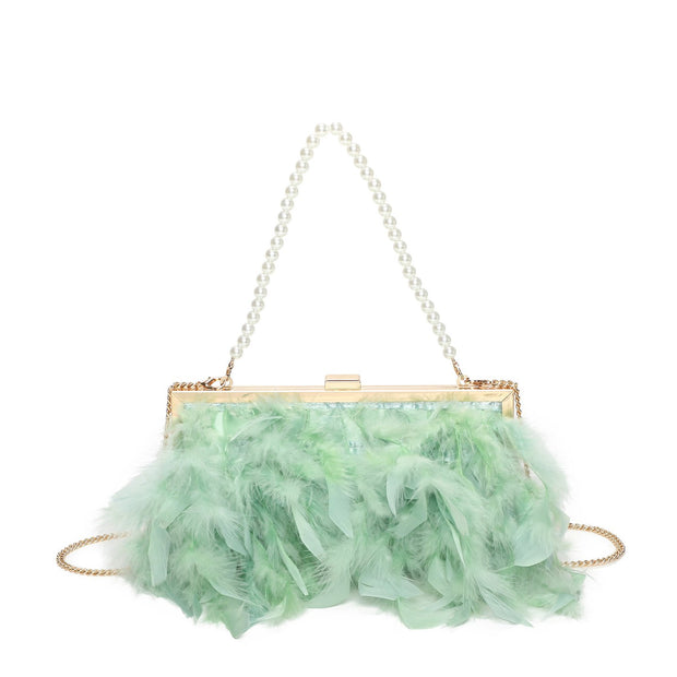 Pochette femme avec plumes