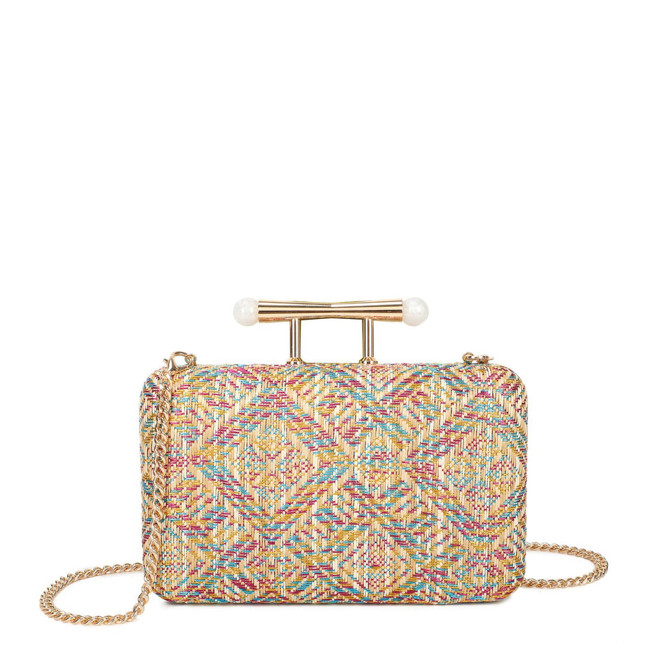 Pochette femme en raphia