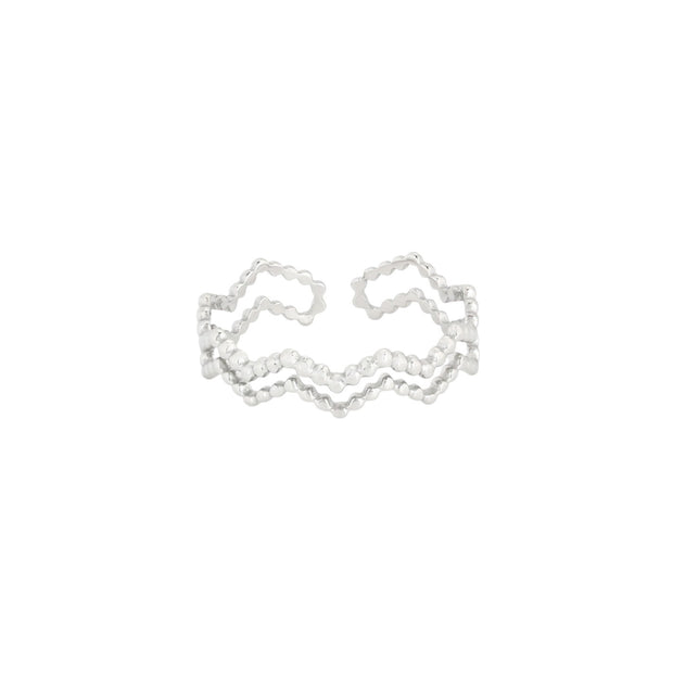 Bague alba réglable acier zig zag R028