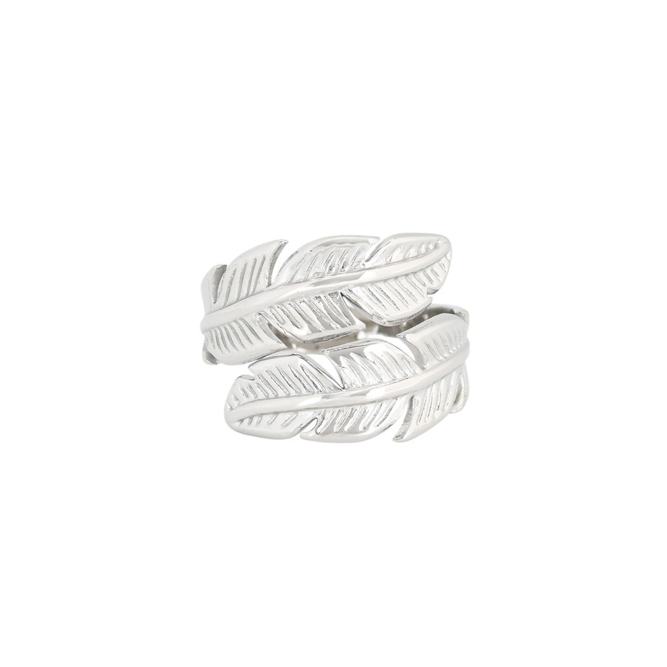 Bague alba ajustable avec deux feuilles R040
