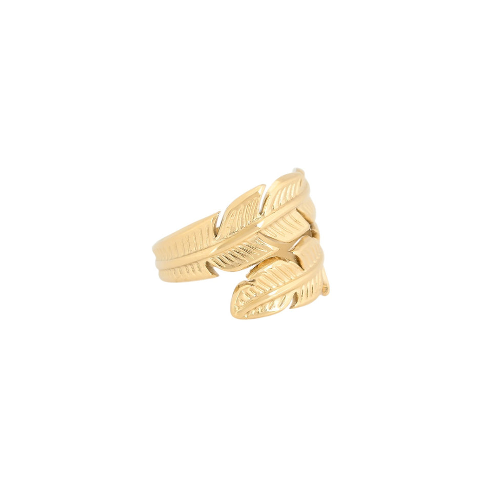 Bague alba ajustable avec deux feuilles R040