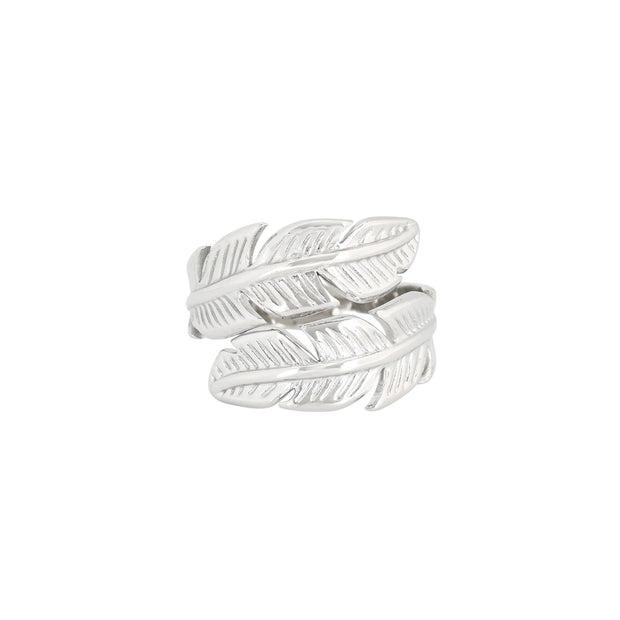 Bague alba ajustable avec deux feuilles R040