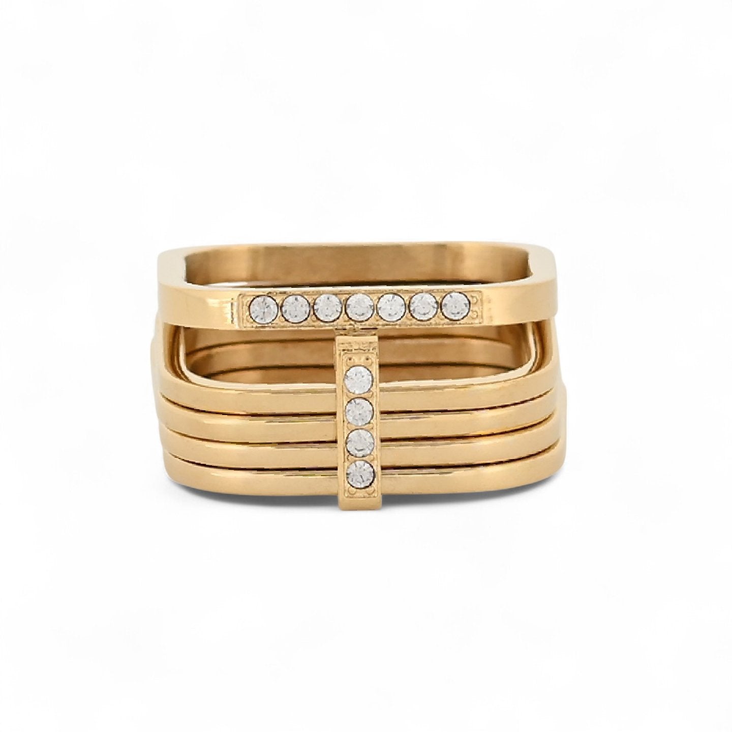 Bague Esmée acier cercles carré