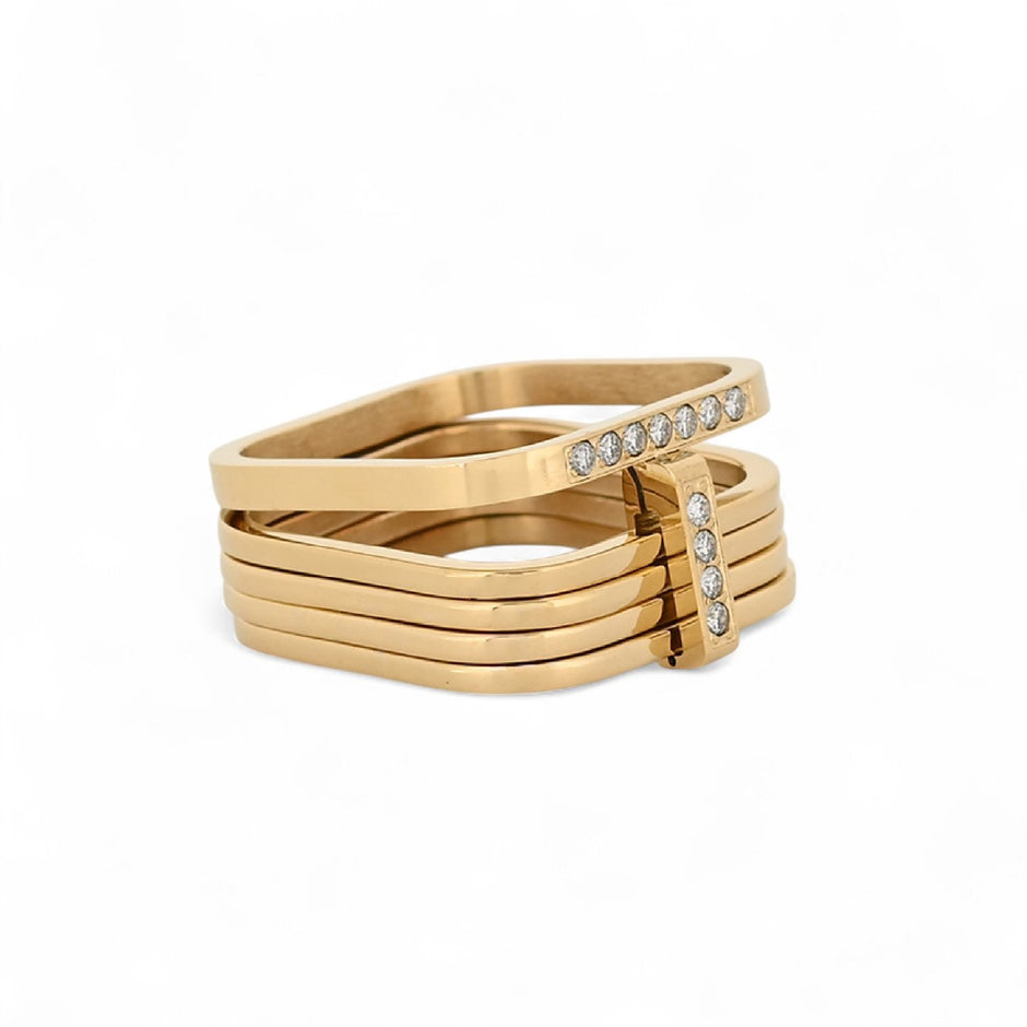 Bague Esmée acier cercles carré