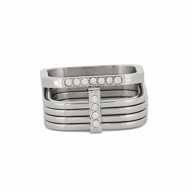 Bague Esmée acier cercles carré