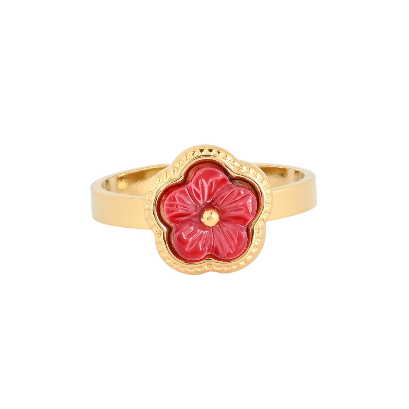 Bague alba réglable en acier fleur R1414_3