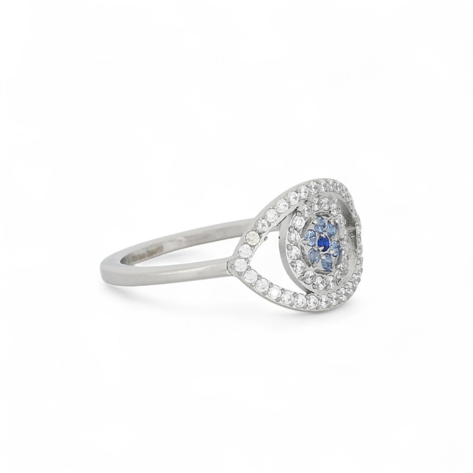 Bague alba en acier oeil bleu  R22021