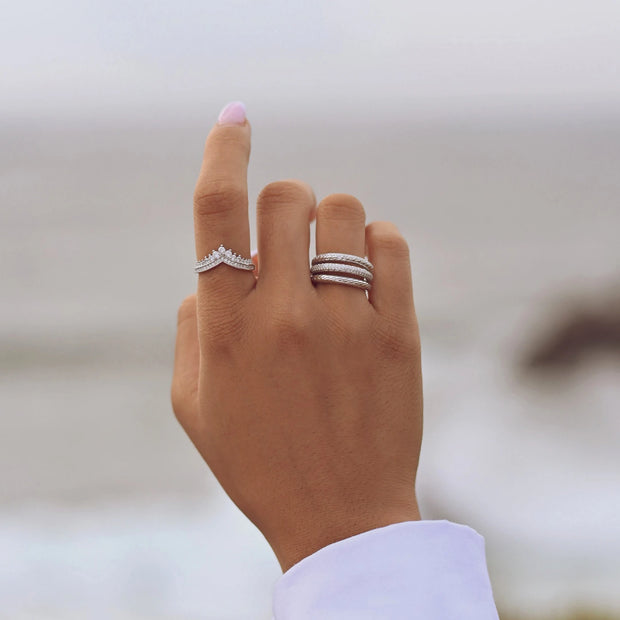 Bague Iris triple avec zirconium