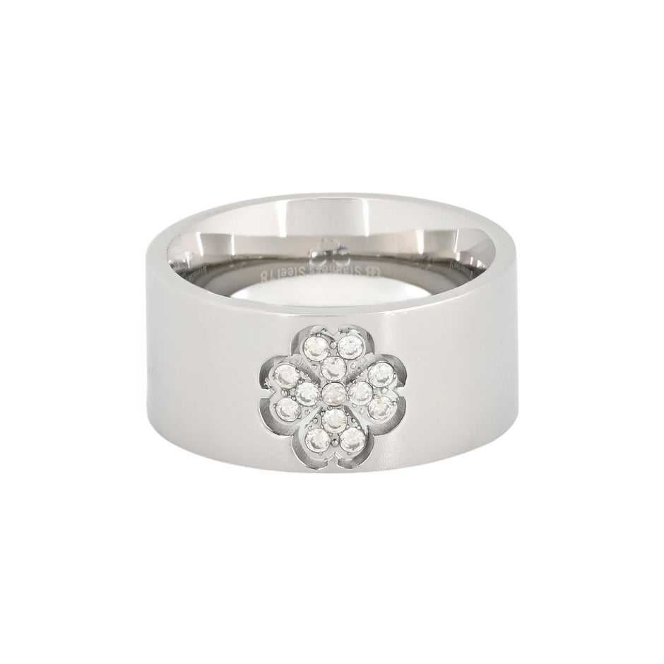 Bague Esmée acier épais trèfle