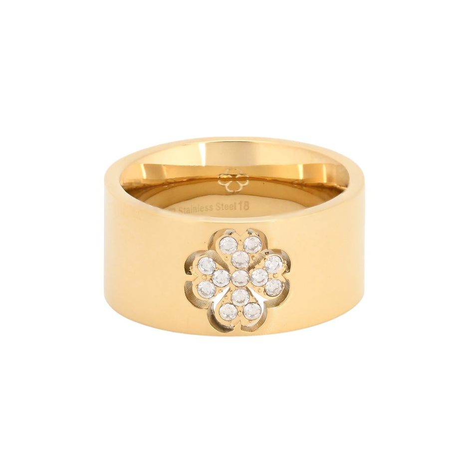 Bague Esmée acier épais trèfle