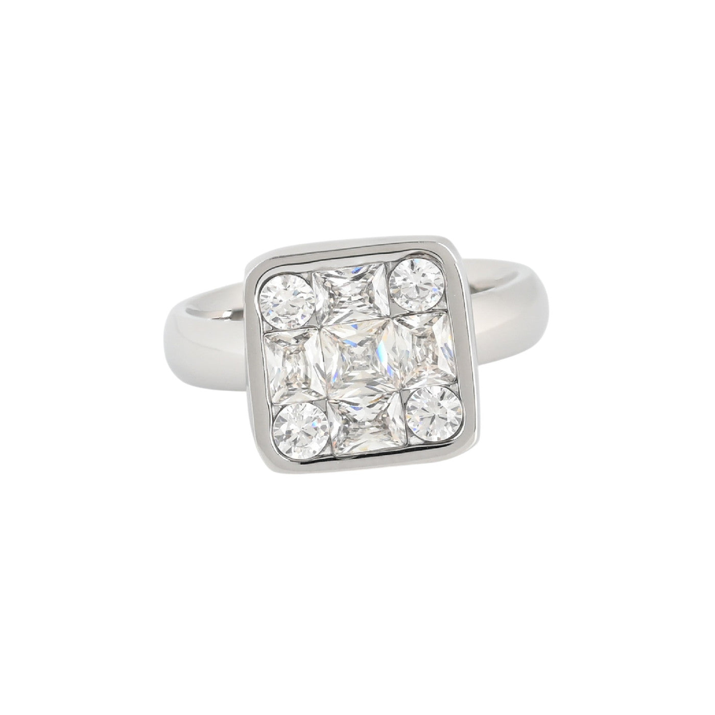 Bague alba acier carré géométrique R24004