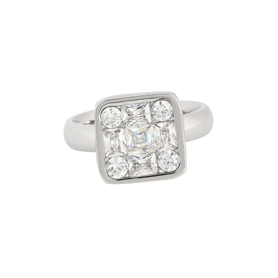 Bague alba acier carré géométrique R24004