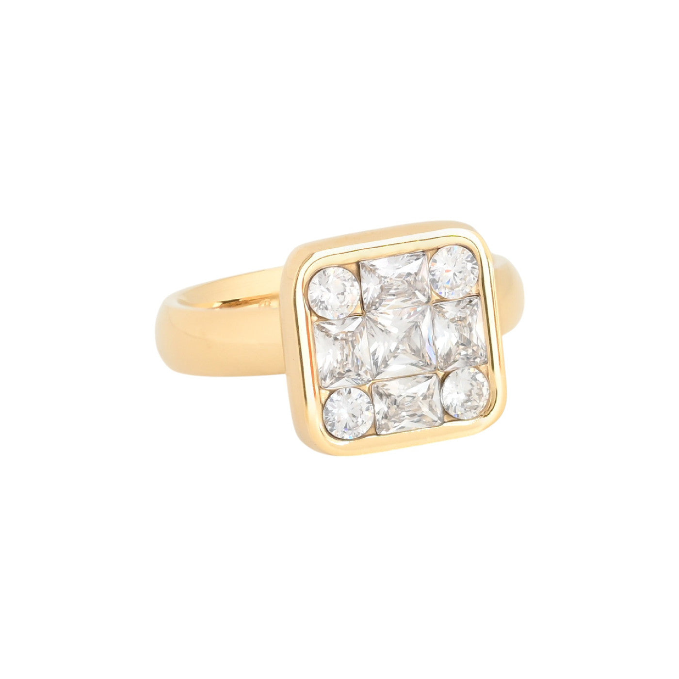 Bague alba acier carré géométrique R24004