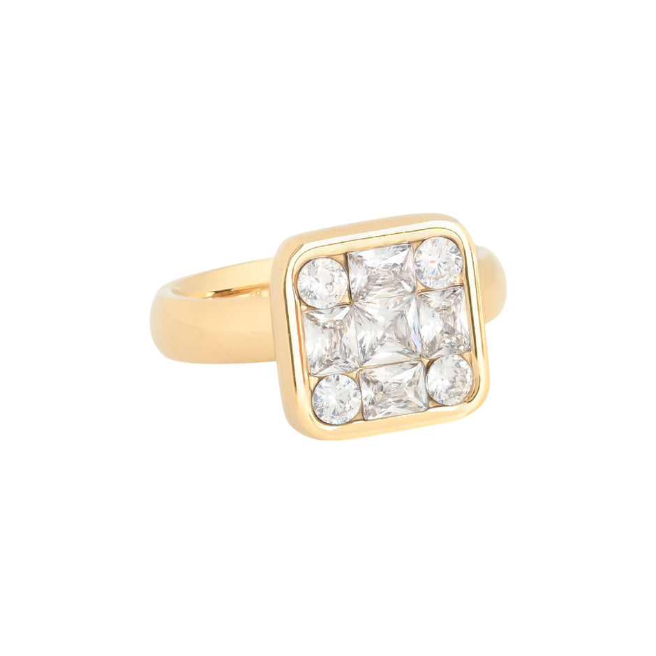 Bague alba acier carré géométrique R24004