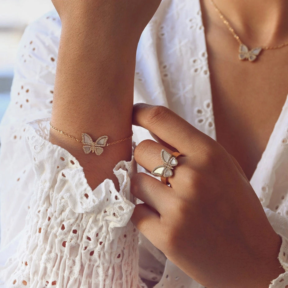 Bague alba acier papillon nacre R24305_2