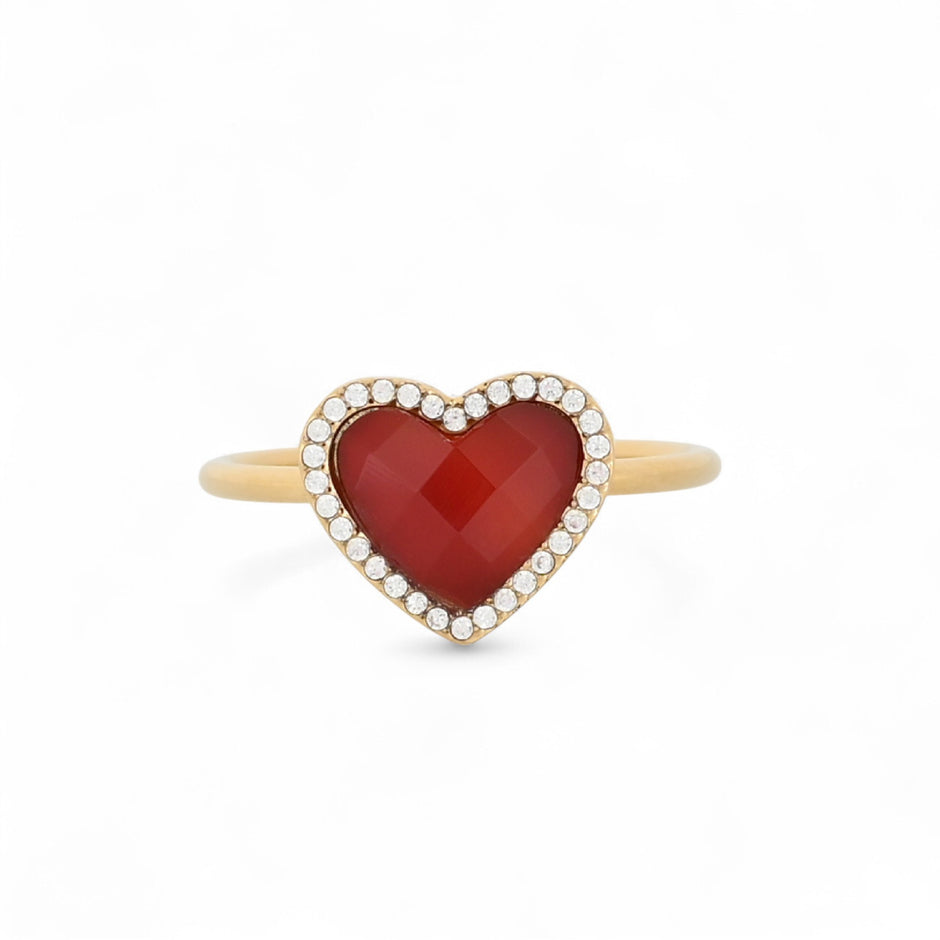 Bague alba en acier pierre naturelle coeur R24516_1