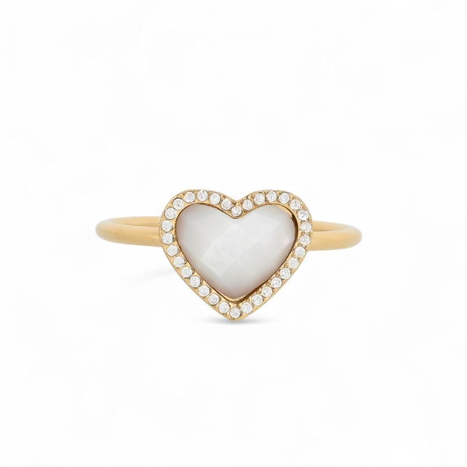 Bague alba en acier pierre naturelle coeur R24516_1