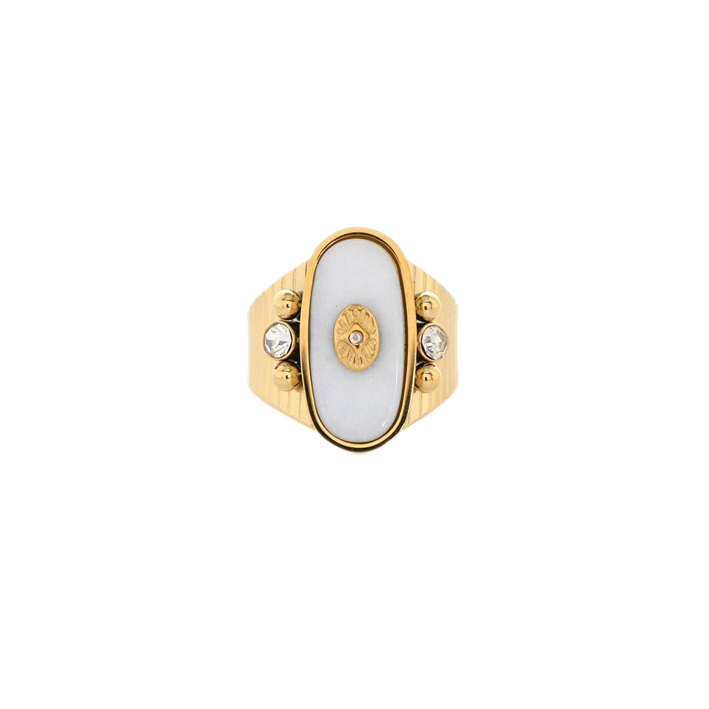 Bague Esmée acier pierre natural oeil