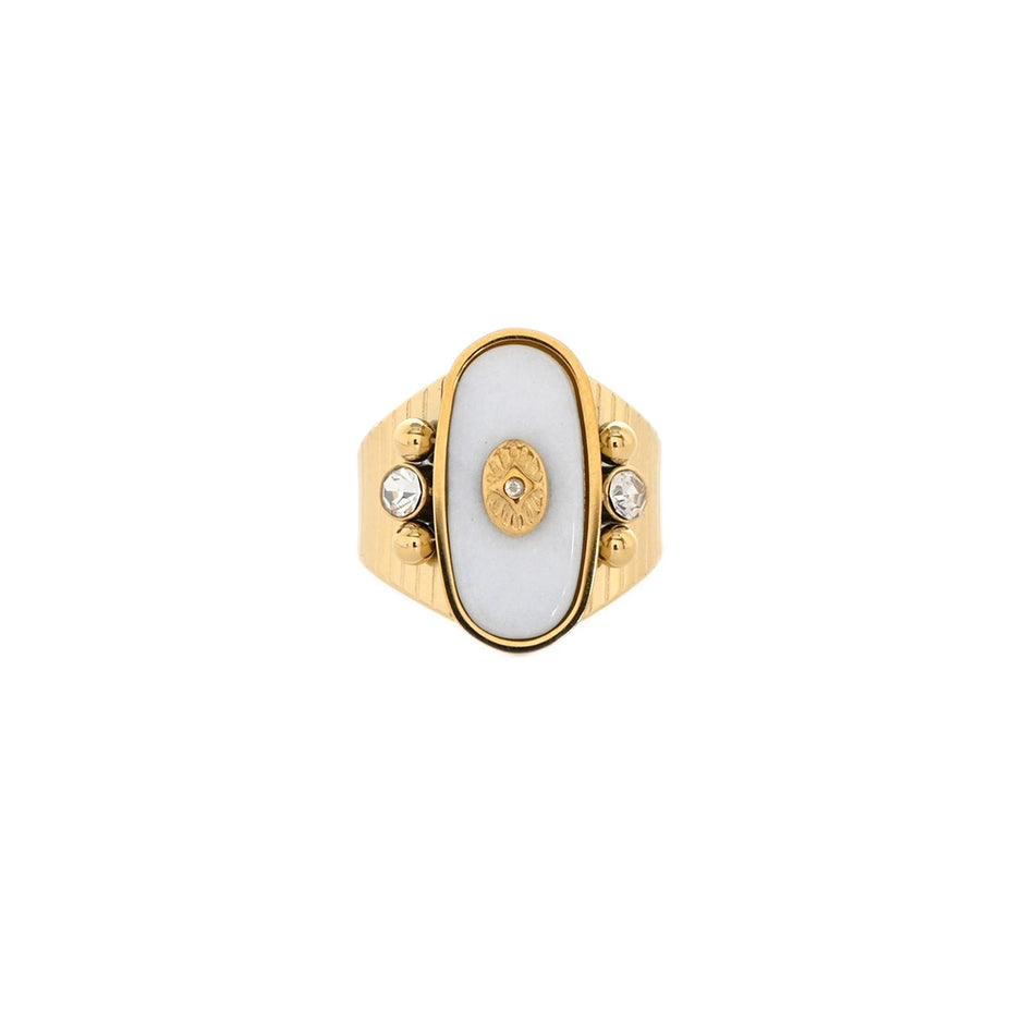 Bague Esmée acier pierre natural oeil