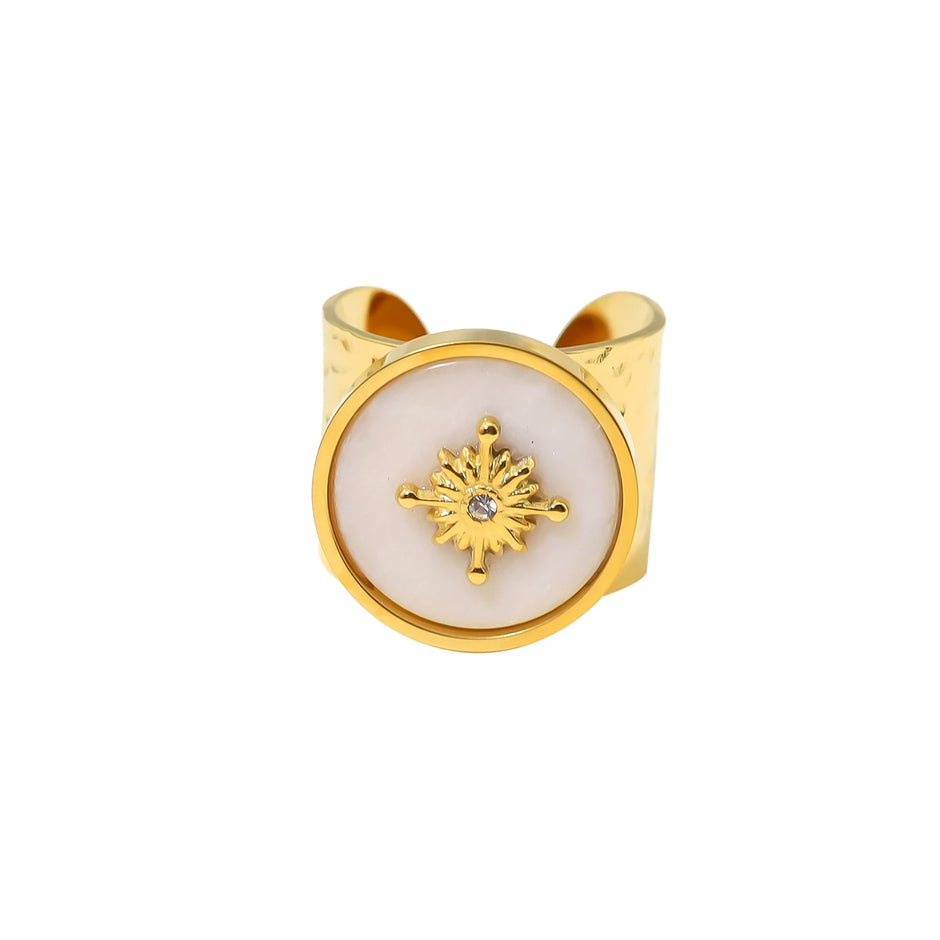 Bague Esmée acier pierre natural Soleil