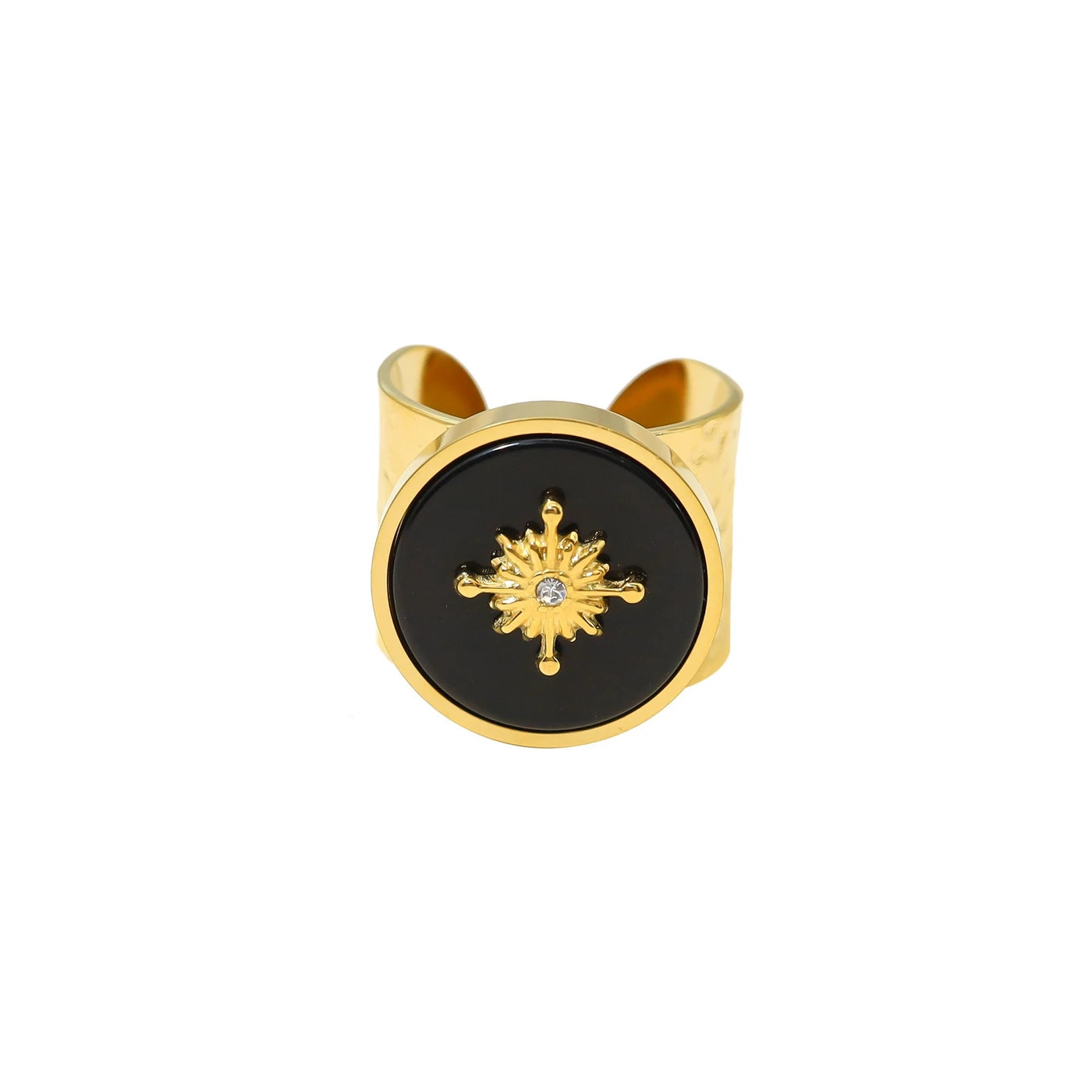 Bague Esmée acier pierre natural Soleil