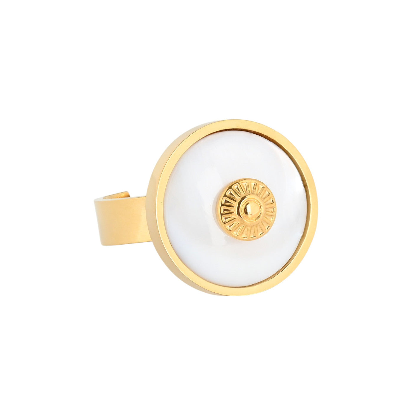 Bague Esmée ronde réglable en acier nacré