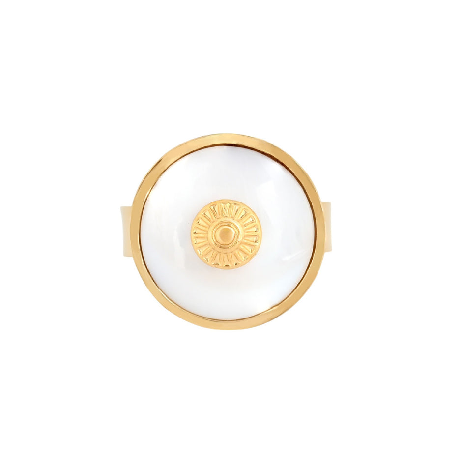 Bague Esmée ronde réglable en acier nacré