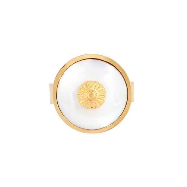 Bague Esmée ronde réglable en acier nacré