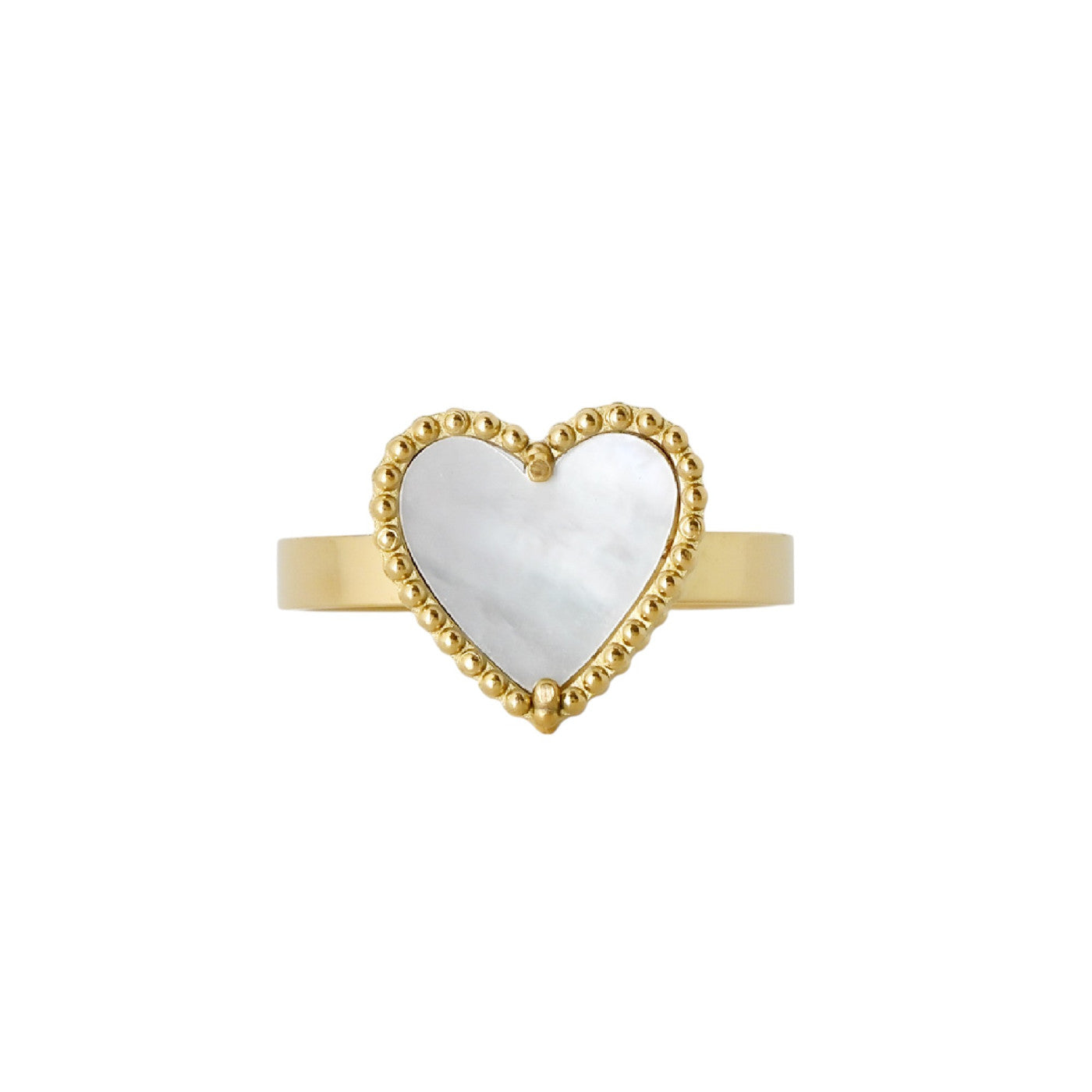 Bague alba en acier coeur texture et nacre R3439