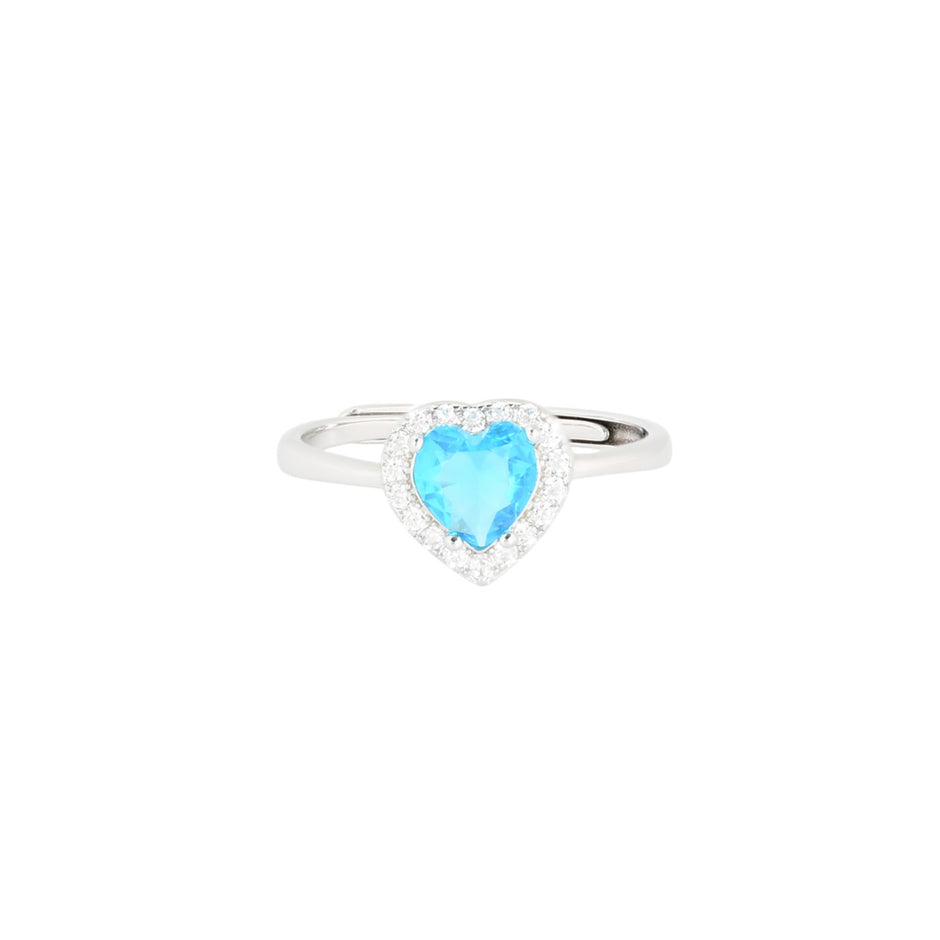Bague Iris réglable coeur bleu