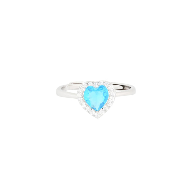 Bague Iris réglable coeur bleu