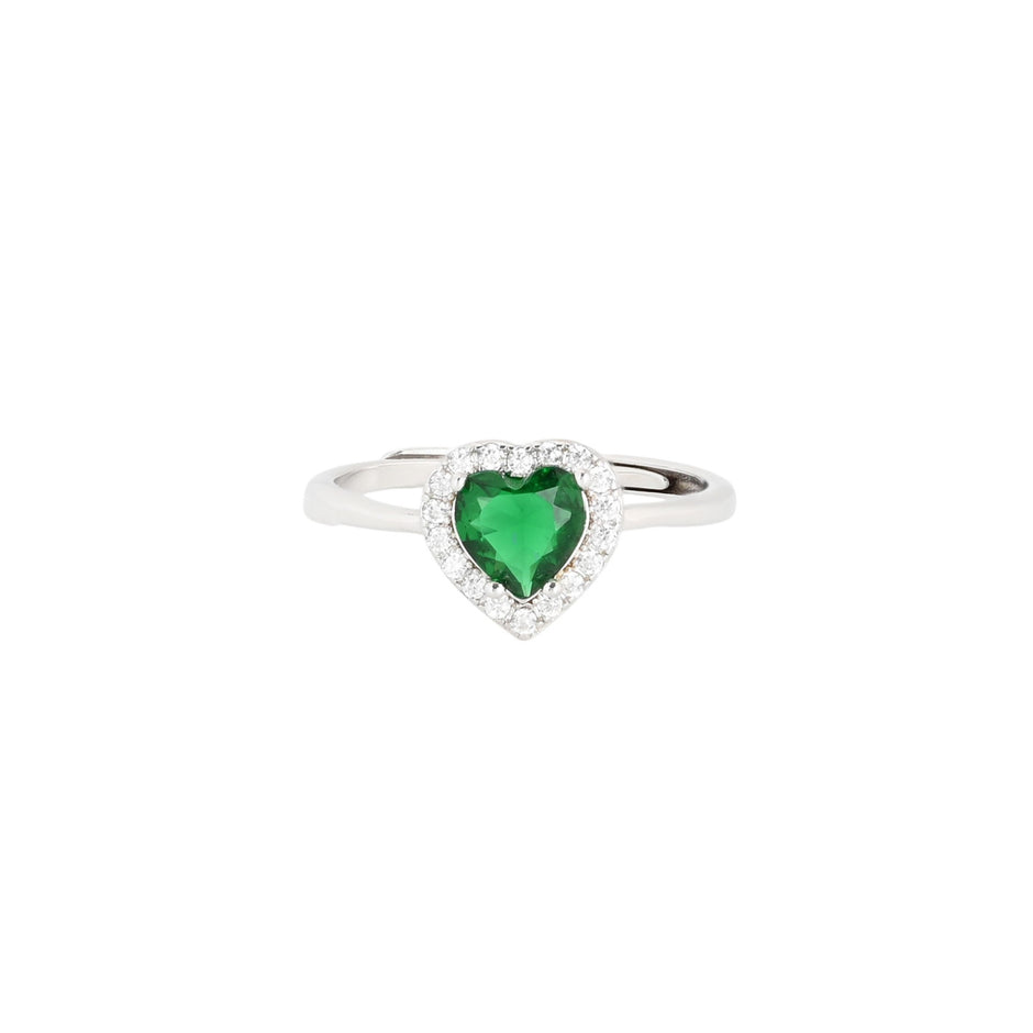 Bague Iris réglable coeur vert