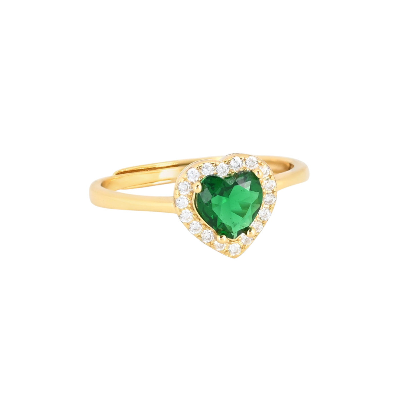 Bague Iris réglable coeur vert