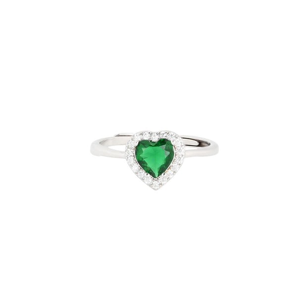 Bague Iris réglable coeur vert