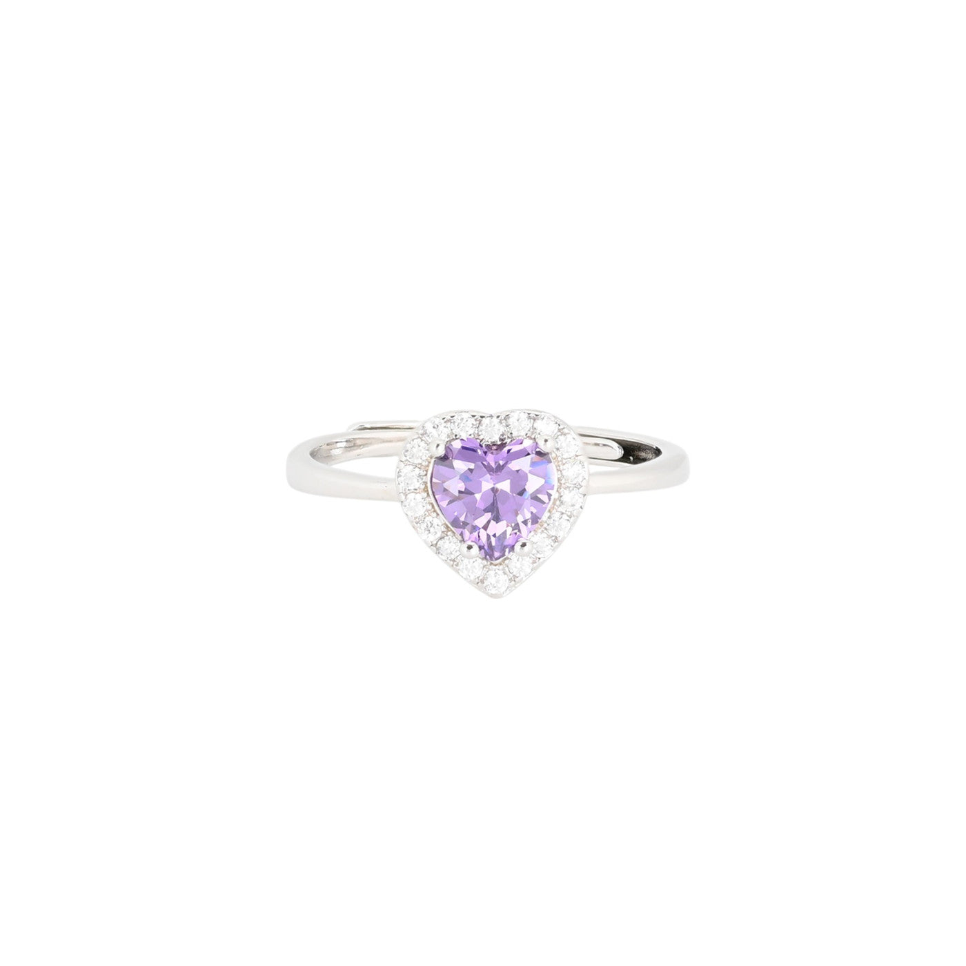Bague Iris réglable coeur lilas