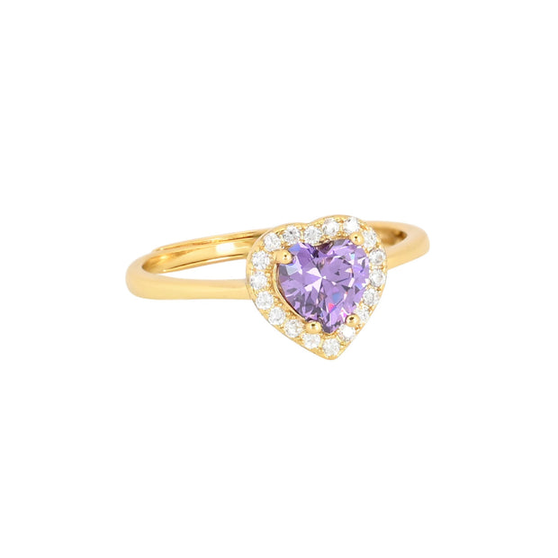 Bague Iris réglable coeur lilas