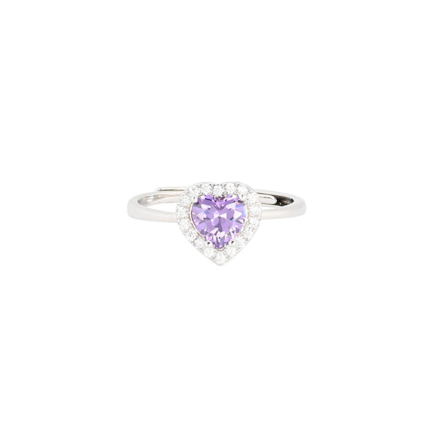 Bague Iris réglable coeur lilas