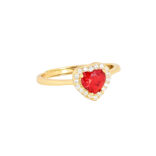 Bague Iris réglable coeur rouge