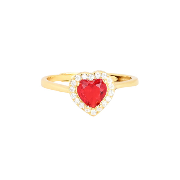 Bague Iris réglable coeur rouge
