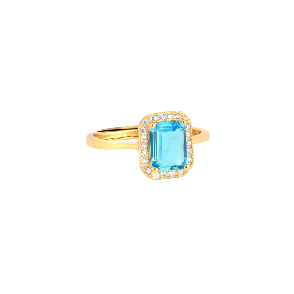 Bague Iris réglable rectangulaire bleu