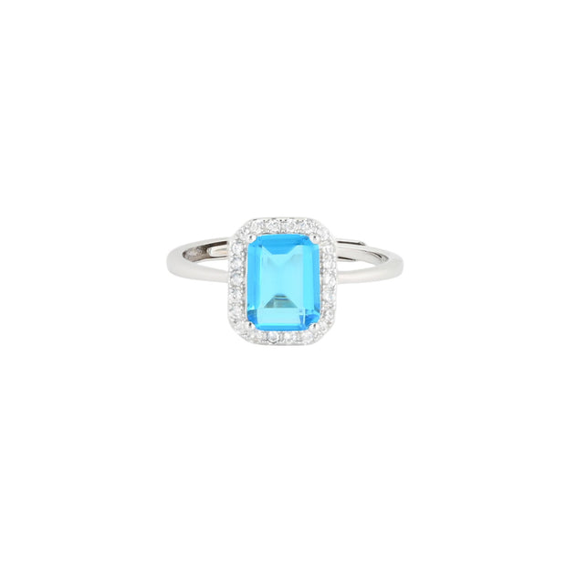 Bague Iris réglable rectangulaire bleu