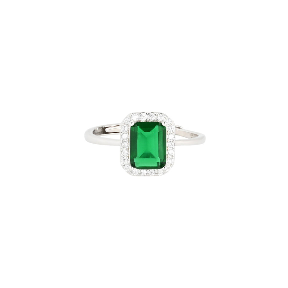 Bague Iris réglable rectangulaire vert