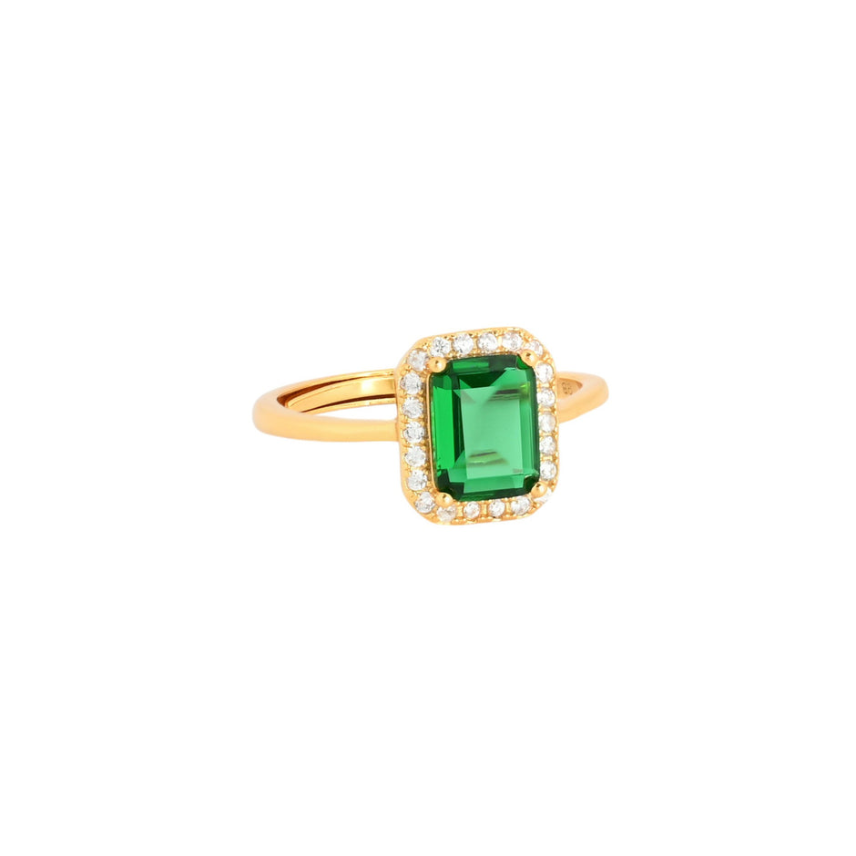 Bague Iris réglable rectangulaire vert