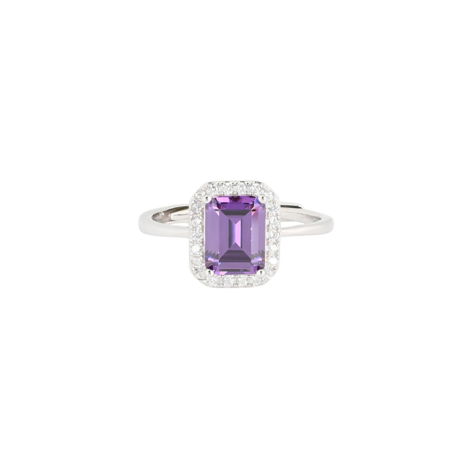 Bague Iris réglable rectangulaire lilas