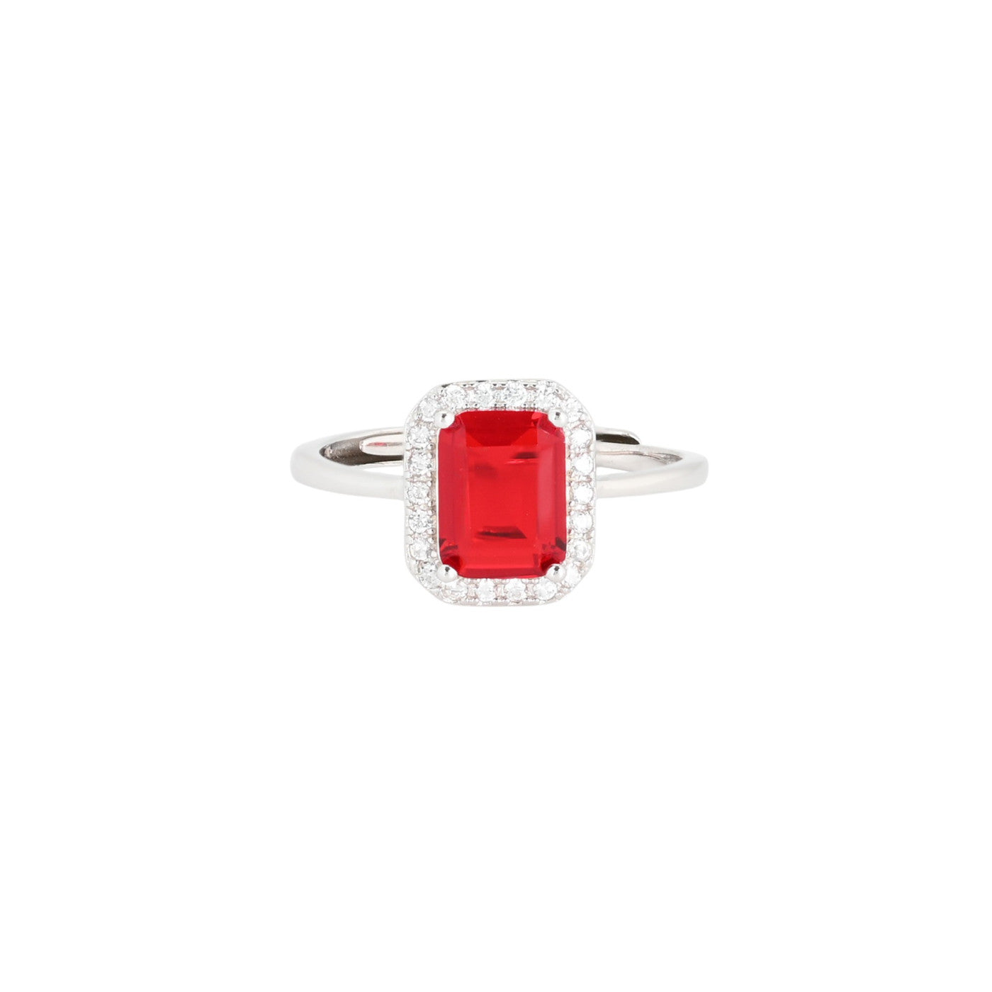 Bague Iris réglable rectangulaire rouge