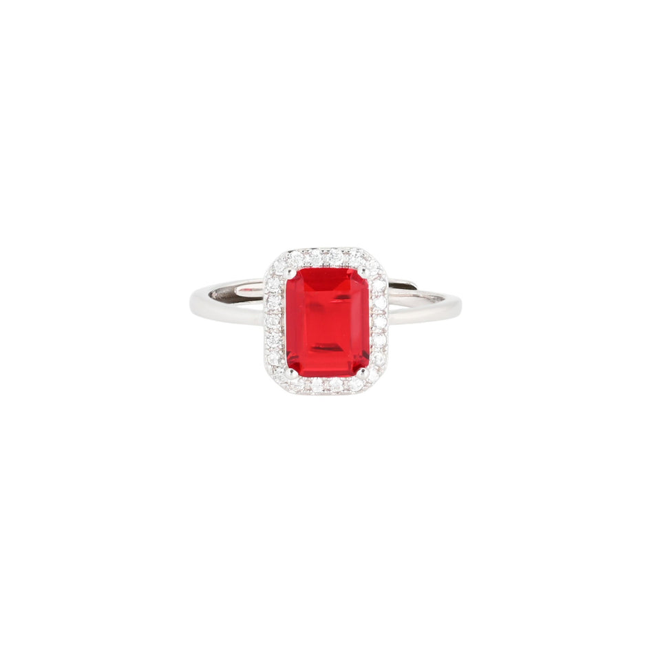 Bague Iris réglable rectangulaire rouge