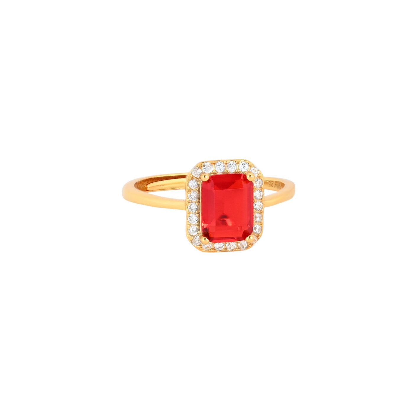 Bague Iris réglable rectangulaire rouge