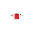 Bague Iris réglable rectangulaire rouge